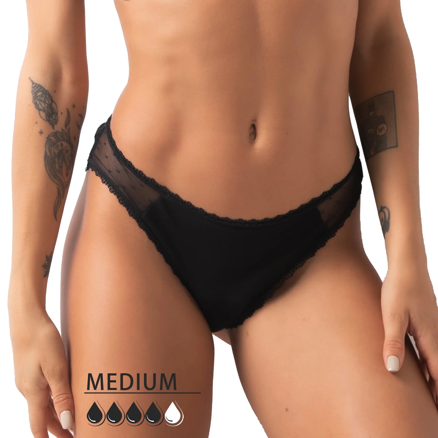 Culotte menstruelle basique en dentelle - flux moyen