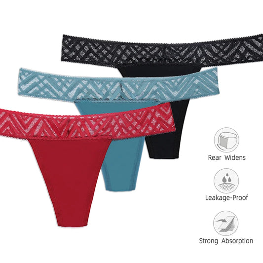 Tanga menstruel - Dentelles - flux léger